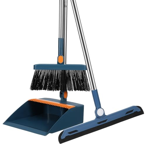 iplusmile Escoba y Recogedor Plegable Juego Compacto para Limpieza Interior Hogar con Diseño Ahorro Espacio y Alta Durabilidad
