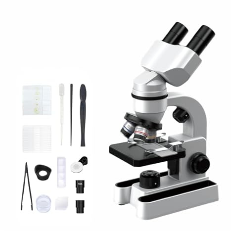 microscopi Microscopi stereo binoculari con ingrandimento 40-1600X, microscopio composto for bambini, studenti, istruzione a casa microscopio