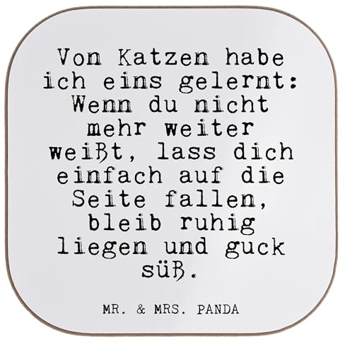 Mr. & Mrs. Panda Untersetzer für Gläser Von Katzen Habe ich... - Geschenk, Sprüche, Holzuntersetzer, Coaster, süß, miez, Getränkeuntersetzer, Glizer Spruch Weisheiten Zitate Lustig Weisheit Worte