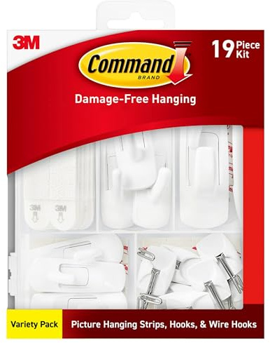 Command Variety Pack, Picture Hanging Strips, No Tools Wire Hooks and Utility Hooks, Damage Free Hanging Variety Pack for Up to 19 Back to School Dorm Organizers, 1 Kit