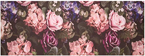 Baroni Home Tappeto Passatoia da Cucina in PVC con Fondo Antiscivolo, Tappeto Cucina Antimacchia Facile da Lavare, Tappeto Passatoia Corridoio, Fiori Rosa 180x60 cm