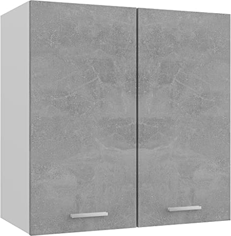 vidaXL Armario de Cocina Muebles Mobiliario Duradero Mesa Trabajo Almacenamiento Cuencos Platos Ollas Alacena Contrachapada Gris Hormigón 60x31x60cm