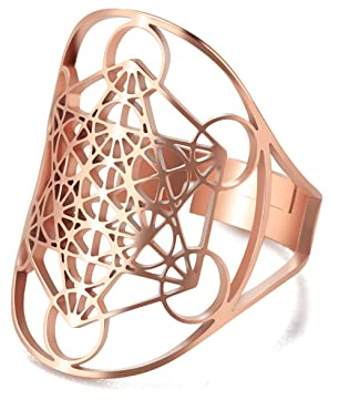 UNIFT Metatron's Cube Ring für Männer Frauen Edelstahl Mysteriöse Heilige Geometrie Erzengel Magie Hexagramm Ring Yoga Spirituelle Symbole Talisman-Schmuck