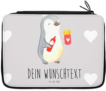 Mr. & Mrs. Panda Personalisierte Federmappe Pinguin Pommes - Geschenke, Federmäppchen mit Namen, Geschenk für Partner, PersonalisierteS Stifte Etui, Freundin, Frauen, Liebesbeweis, Valentinstag