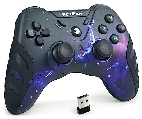 VooFun Controller PC Wireless, Joystick PC Controller PS3 con Hall Joystick, Doppia Vibrazione, 2,4G Wireless Gamepad Gaming Controllers per Windows 7/8/10/11, PS3, Steam, Laptop, Android TV, TV Box