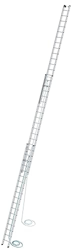 PROREGAL Sprossen-Seilzugleiter 3-teilig ohne Traverse 3x18 Sprossen | Leiter, Teleskopleiter, Trittleiter, Bockleiter, Sprossen-Doppelleiter
