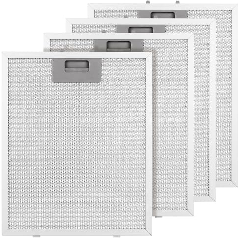 DAJAVE 4 Pcs 320x260mm Cooker Hood Filter 5-Layer Metal Grease Filter Aluminum Mesh Hood Vent Filter Extractor Fan Filters Replacement for Most Cooker Hood, Extractor Fan Vent