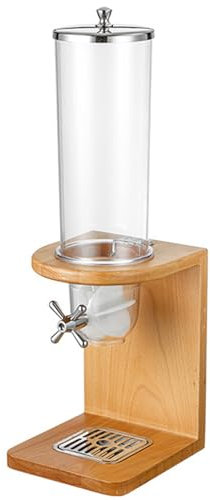 Countertop Cereal Dispenser, 4L/8L/12L Dry Food Dispenser Cereal Containers Storage Dispenser with PC Barrel and Wood Base for Home Kitchen (Beech Wood),Single