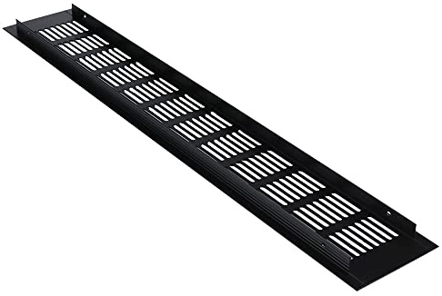 Cubierta de rejilla de ventilación negra, paquete de 4 cubiertas de rejilla de ventilación de 80 x 500 mm, cubierta de rejilla de ventilación de zócalo de cocina de aleación de aluminio, cubiertas de