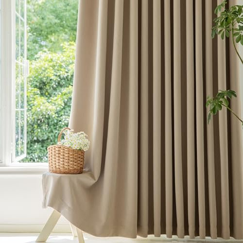 Beydodo Blickdichte Vorhänge Gardinen mit Ösen, Verdunklungsvorhänge 2er Set Modern Einfarbig 132x274CM Braun Gardinen Chenille Kinderzimmer Wohnzimmer Schlafzimmer