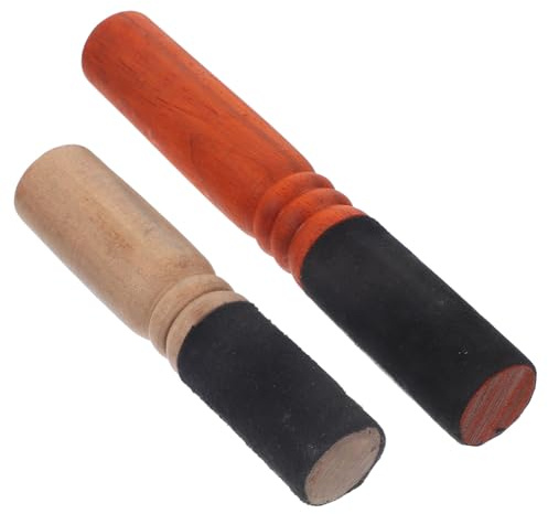 TOYANDONA Mazos para Cuencos Sonoros Budistas de Madera, 2 Piezas (mediano y Grande), Accesorios Profesionales para Meditación, Yoga y Relajación Palo de Percusión para Cuenco Tibetano