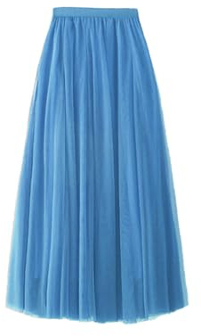 BrightGlow Jupe longue en tulle pour femme, ligne A, jupon à couches, jupe plissée pour femme, en tulle, taille haute, pour mariages, fêtes, XXL