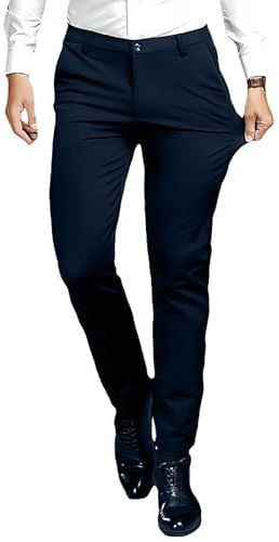HAGOT Pantalon Chino Homme, Pantalon Homme Habillé avec Multipoches, Anti-Rides Slim Fit, Style Décontracté(XL)