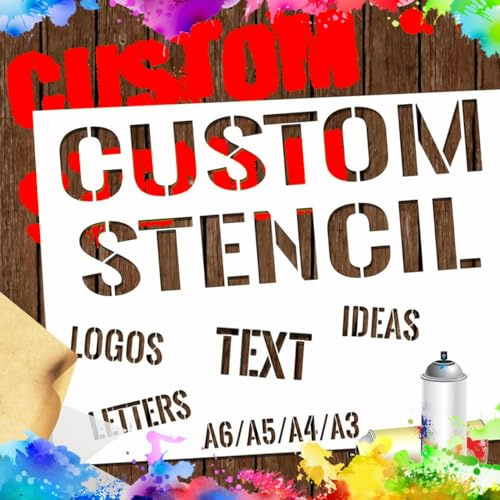 MYDYYO Personalisierte Schablonen zum Sprühen - Erstellen Sie Ihre eigenen Schablonen mit Logo/Text für Holz, Papier, Stoff, Keramik, Mehrzweck-Schriftzugschablonen