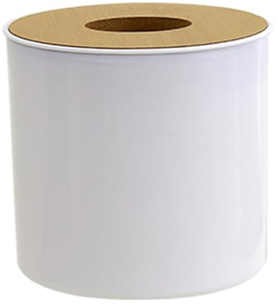Porta fazzoletti rotondo, copertura impermeabile per rotolo di carta igienica con coperchio rimovibile in bambù, contenitore in plastica per bagno, cucina, camera da letto, ufficio scatola rotonda