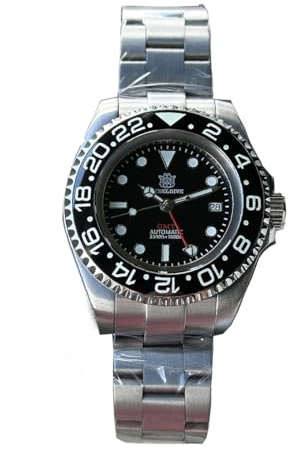 STEELDIVE SD1964 Orologio da immersione in acciaio inossidabile GMT con quadrante nero e lunetta in ceramica Sappire automatico da uomo sportivo