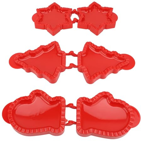 Akozon Set da Pressa da Pressa Tascabile 3pcs - Snowflake & Nabs -albero a Forma di Pasta per la Cottura di Mini Torte, Ideale per Feste Natalizie e Pasti in Famiglia