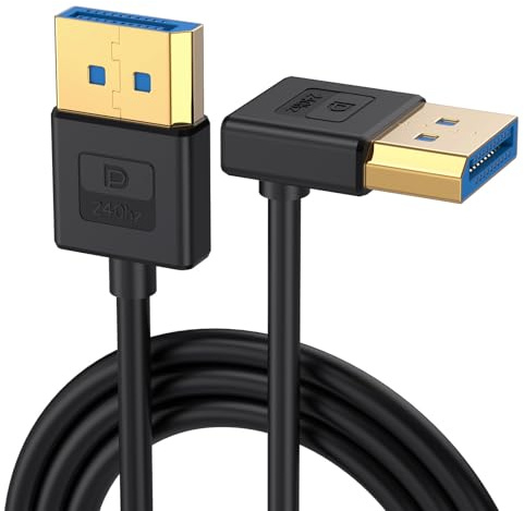 Hkfgdjdl Cordon coudé, câble en silicone DisplayPort 1.4, cordon coudé à 90° jusqu'à 8 K60 Hz 4K/144 Hz flexible de 30 à 100 cm de longueur