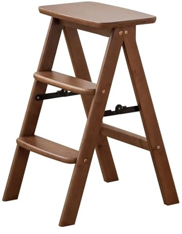 Escabeau à 2 Marche Escabeau Pliant Portable en Bois, Chaise-étagère Multifonction, Tabouret Haut, échelle for la Maison, Cuisine, Le Jardin ou bibliothèque