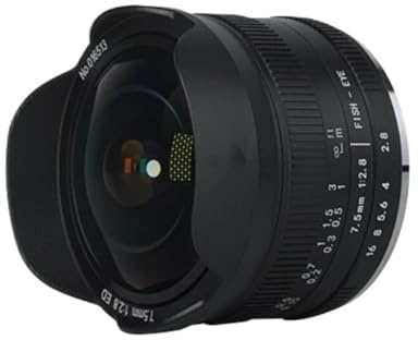 Compatible con el Objetivo Ojo de pez Ultra Gran Angular Sony E 7.5mm F2.8 Mark II XF Z M4/3 EOS-M M50 RF(Micro 4 3 Mount)