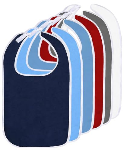 TOATELU 6 baberos para adultos, baberos absorbentes multicolores para personas mayores, prácticos baberos impermeables, protección de ropa, unisex, para el cuidado y la comida, 75 × 45 cm
