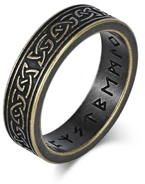 Grewod Verlobungsring Ring, Herren Edelstahl 6mm Vintage Wikinger Keltisch Hochzeit Ringe Schmuck Gr.54-70