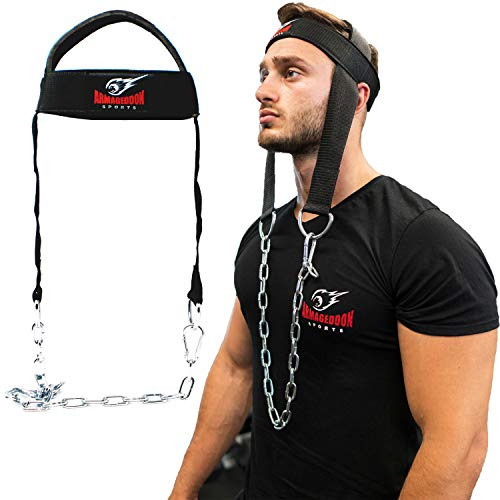 Nackentrainer Hals Training Kopftrainer Nackengeschirr zum Gewichtheben Gerät Neck Training Head Harness mit Stahl Kette für Halsmuskeln