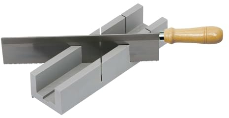 Dönges Gehrungslade mit Säge 250 mm im Set | Feinsäge mit Gehrungslade für präzises Sägen auf Gehrung für 45° & 90° Winkel | Schneidlade aus stabilen Kunststoff | Sägelehre, Gehrungslehre