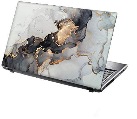 TaylorHe Autocollant en vinyle pour ordinateur portable 13-14 Fabriqué en Angleterre Belle peinture abstraite Gris doré