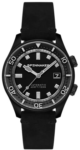 Spinnaker 42 mm Bradner Automatik-Herrenuhr in Midnight Black mit 3 Zeigern und Lederarmband SP-5062-06