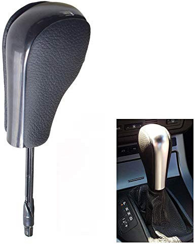 Hacreyatu Automatischer Schaltknauf aus Leder für BMW E36 E46 E39 E60 E61 E38 Z3 X5 E53 E81 E82 E87 E90 E91 E92 E93 E84 (Schwarz, Lang)