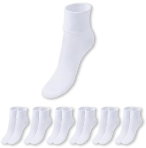 Prisco Calze Sanitarie Donna in Cotone Filo di Scozia, Calzini Sanitari Corti per Diabetici, senza Elastico per una Perfetta Circolazione, Calze Corte Infermiera Bianche o Nere, 6 paia (Bianco, 35-38)