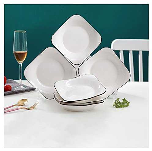 Assiettes Plates Plaques en céramique Ensemble de 4, plaques blanches La salade apéritif dessert plats de pâtes for four micro-ondes Lave-vaisselle Cuisine Cuisine Cuisine Plats de porcelaine Assiette