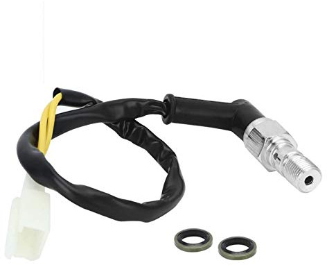 Interrupteur de frein hydraulique de moto, interrupteur de feu stop arrière renforcé de pompe hydraulique de tuyau d'huile de moto universel M10x1.0 pour scooter de moto(Coude)