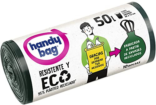 Handy Bag Müllbeutel, 50 l, 95% recyceltes Material, extra robust, 10 Beutel