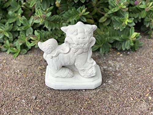 OLOMA Statue de lion chinois en pierre - Décoration de jardin - Statue de lion gardien d'extérieur - Statue japonaise - Décoration de jardin zen - Art traditionnel chinois - Lion en ciment