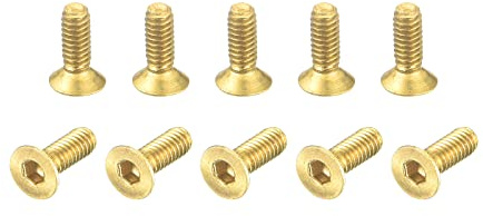 sourcing map 48 Stück Senkkopf-Innensechskantschrauben Flachkopf Sockelkappe Schrauben M2-0.4x6mm Messing Innensechskant Antrieb Befestigung Schrauben