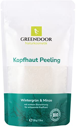 GREENDOOR Peeling del cuoio capelluto verde invernale menta piperita 220 g contro il cuoio capelluto secco stressato, i follicoli piliferi sono meglio circolatori/nutriti, promuove la crescita dei