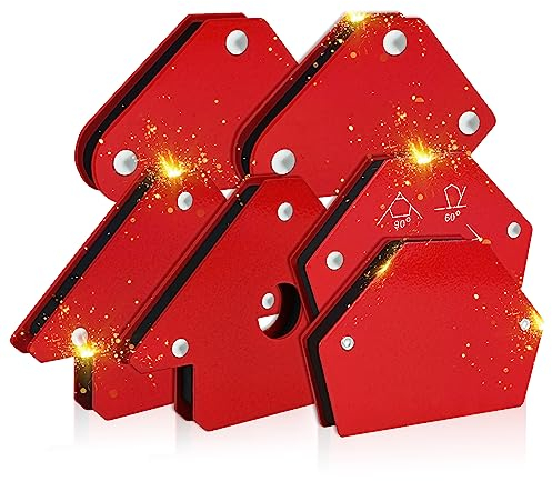 6 Stück Schweißmagnet, Starker Magnet-Schweißwinkel mit 25lbs Haftkraft, Magnetwinkel Winkelmaße 30°, 45°, 60°, 75°, 90°, 135 °, Schweissmagnet zum Heften, Schweißzubehör Winkelmagnet zum Heften
