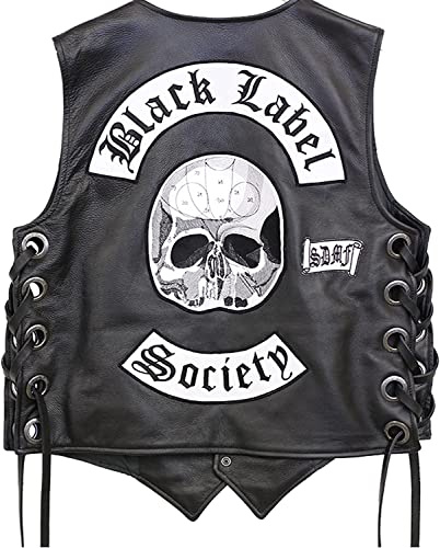 Suiting Style Bikerjacka ryttare väst svart etikett samhälle broderad lapp motorcykel läderväst för män