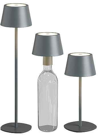 Northpoint 3in1 LED Tischlampe Flaschenleuchte in Grün max. 45cm hoch mit 3000mAh Akku 200lm warmweißes Licht (3000K) stufenlos dimmbar für Innen und Außen