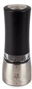 PEUGEOT - Daman u'Select Electric Pepper Mill 16 cm - 6 Pre-Set Grind Settings - Peppercorns Included - Aluminum - Designed in France - Iridescent Black Finish