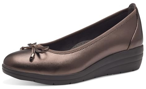 Tamaris Comfort ballerines femme cuir à talon compensé, Bronze, 39 EU