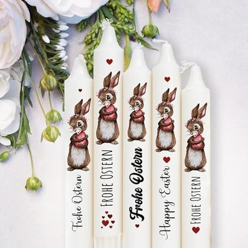 ilka parey wandtattoo-welt Kerzensticker Kerzentattoo Kerzentattoos Tattoofolie Frohe Ostern Osterhase Ostereier Eier Hase Hasen für Kerzen oder Keramik A4 Bogen DIY Kerzen kst116