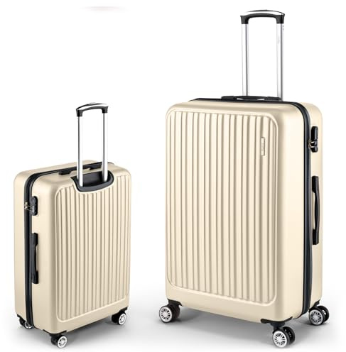 Easy Move ABS Hartschalenkoffer - Ergonomisch & Sicher - Großer Trolley Koffer mit 360° Rädern, Zahlen-Schloss - Rollkoffer, Reisekoffer Groß (Cream White, 74cm)
