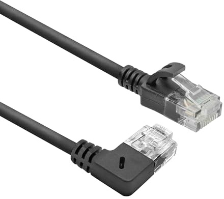 ACT Cable de red CAT6A acodado 90° hacia la derecha, U/UTP LSZH LAN cable delgado de 3,6 mm Slimline, cable Ethernet flexible con conector RJ45, 3 metros, hacia la -DC2903