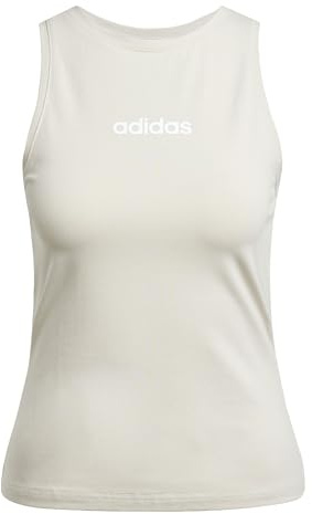 adidas Damen Essentials Linear Slim Cotton Tank Shirt, Wonder Alumina/White, S