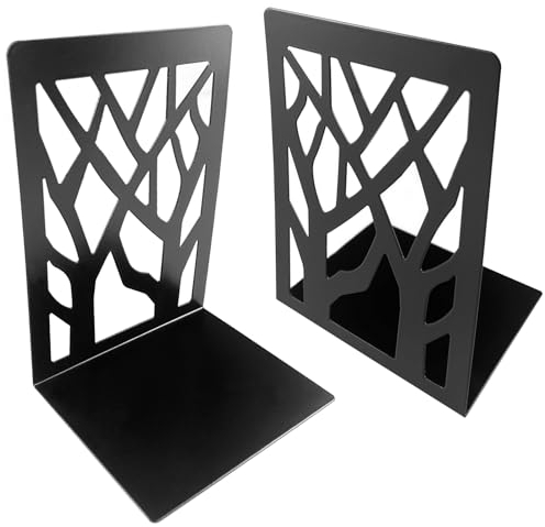 Gentpovth 2 Stück Schwarz Buchstütze aus Metall, Buchhalter Leseständer mit Rutschfesten Pads und Sicheren Kanten, Book Holder für Bücher, Buchstützen für Regale, für Bibliothek, Schule, Büro,Zuhause
