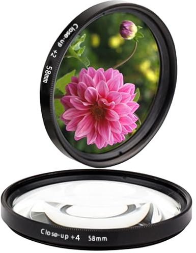 BSITSSS 2 PCS 58mm Kit de filtros de Lente Macro (+2, +4) para cámara réflex Digital Canon, Nikon, Sony, Pentax, Olympus, Fuji