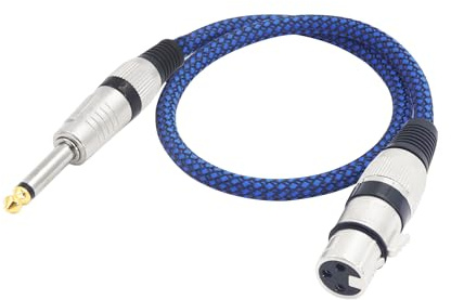 LANMINGLEL XLR Female to 1/4 TS Cable 6.35mm TS to XLR Female Unbalanced Cable Nylon Braided Microphone Cable Compatible with Microphone, Recording Studios and More(1.64 FT)